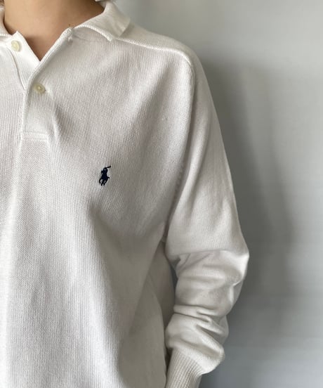 90s RALPH LAUREN cotton knit shirt L