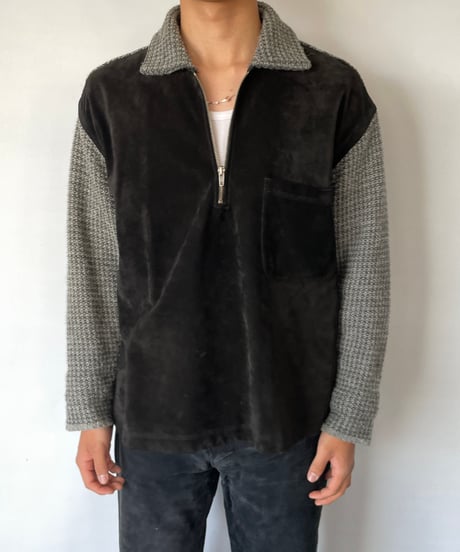 90s Suede×Wool Knit Pullover