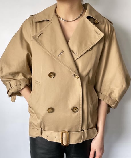 90-00s europe short trench jacket 36