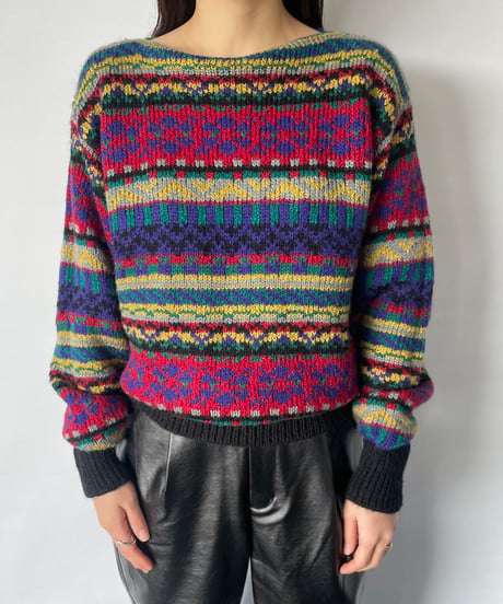 Europe Vintage Boat neck Sweater