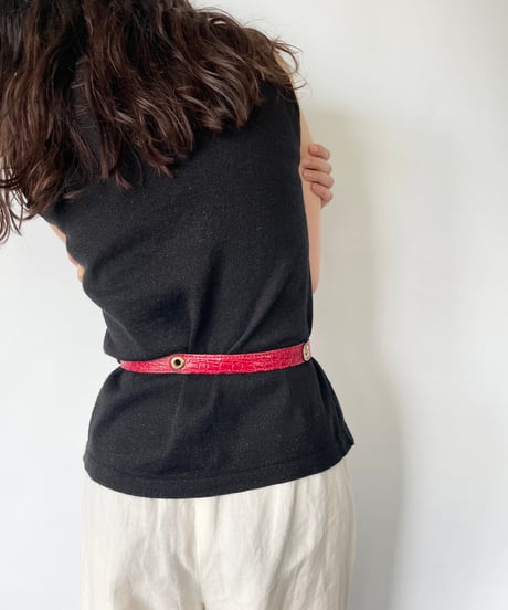 MADE IN FRANCE red crocodile leather belt