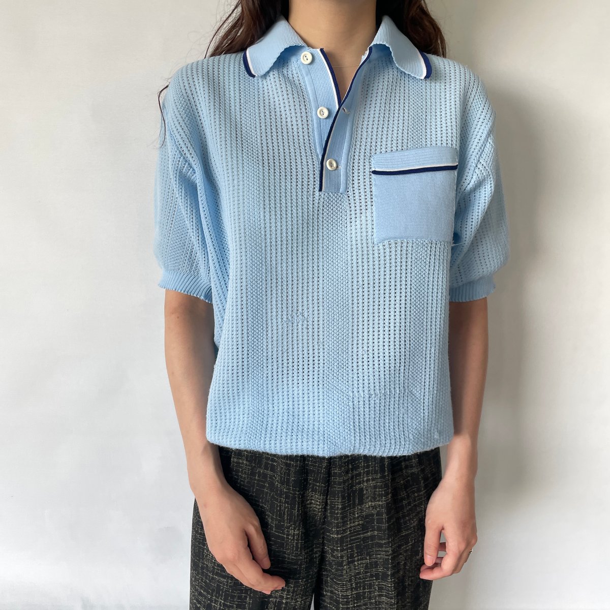 70s~80s Mesh Knit Polo | Clout