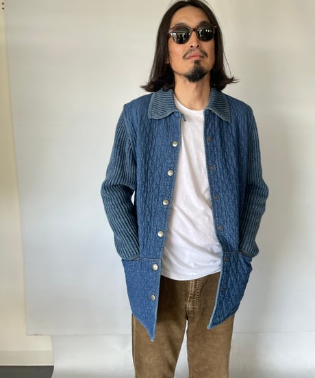 80-90s made in denmark denim knit jacket L