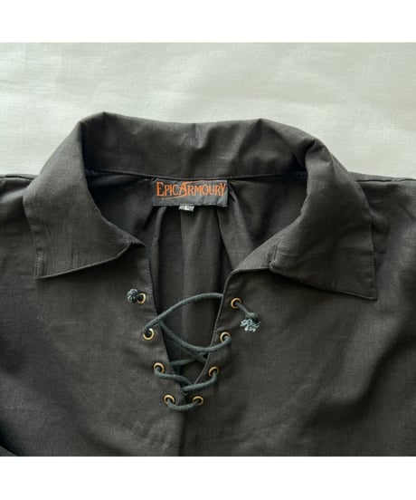 Vintage Lace up Gather Shirt