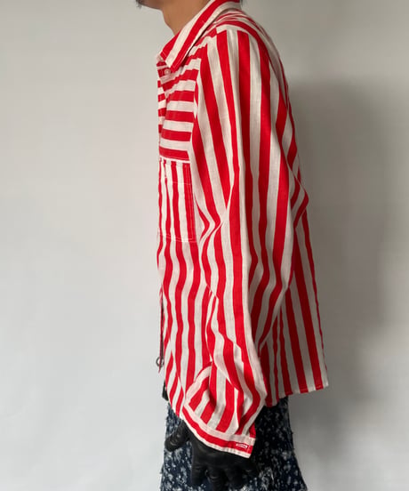 VINTAGE Hand made Switching Stripe Shirt