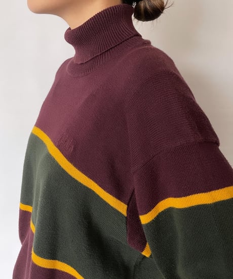 90s RALPH LAUREN hi neck cotton knit L