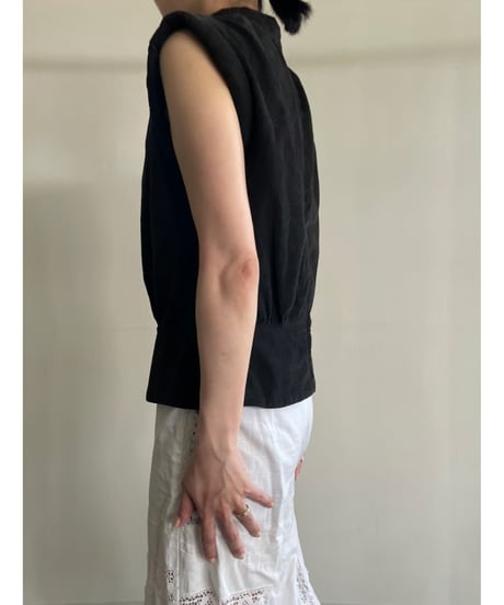 Back zip high neck tops