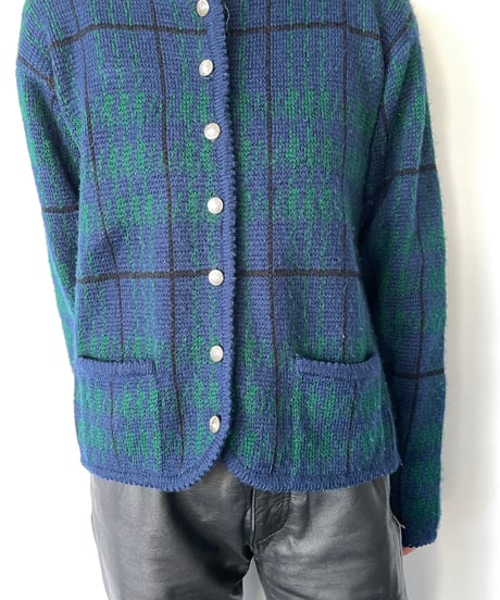 Tally Ho Green Check Cardigan