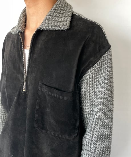 90s Suede×Wool Knit Pullover