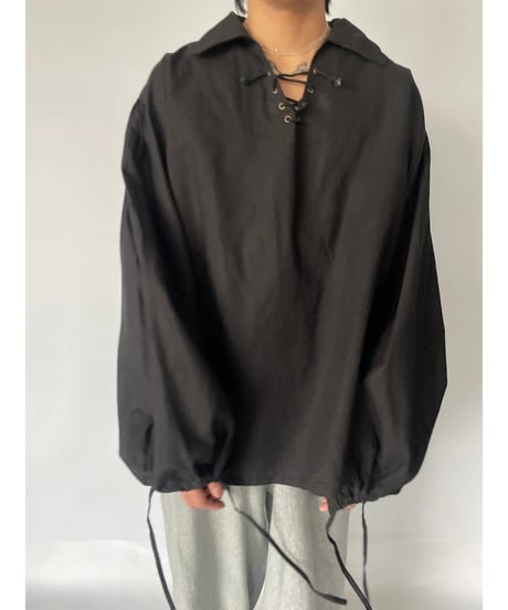 Vintage Lace up Gather Shirt