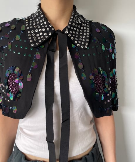 Sequin silk cape