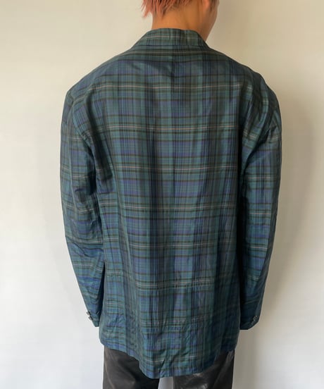 made in Italy 80s Silk Tartan check Jacket
