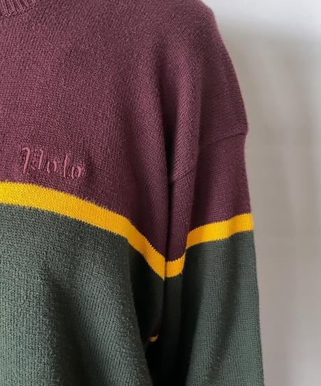 90s RALPH LAUREN hi neck cotton knit L