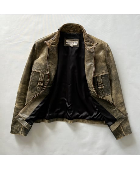 Vintage Stand Collar Leather Jacket