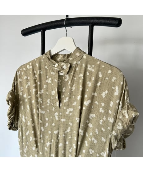 60s~70s europe vintage Stand collar dress