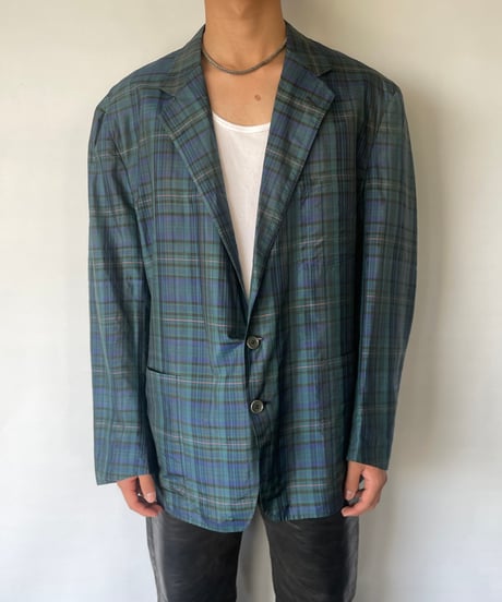 made in Italy 80s Silk Tartan check Jacket