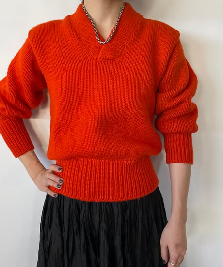 50s Roper Knitting Co v-neck sweater /orange