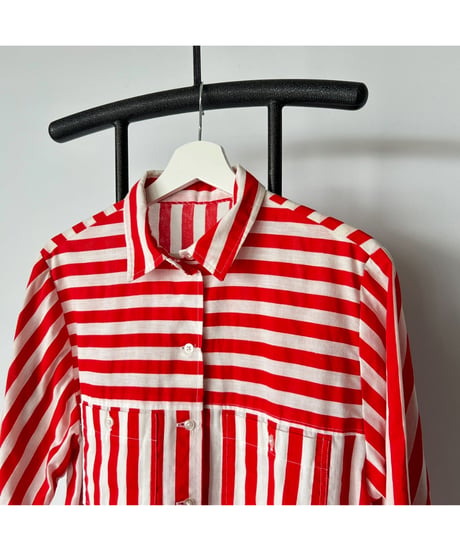 VINTAGE Hand made Switching Stripe Shirt