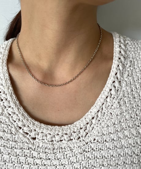 Vintage Sterling tiny chain necklace Azuki ③