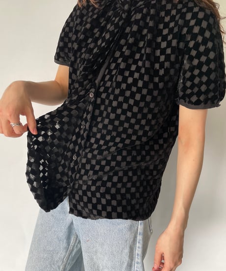 GIORGIO ARMANI block check tops
