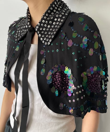 Sequin silk cape