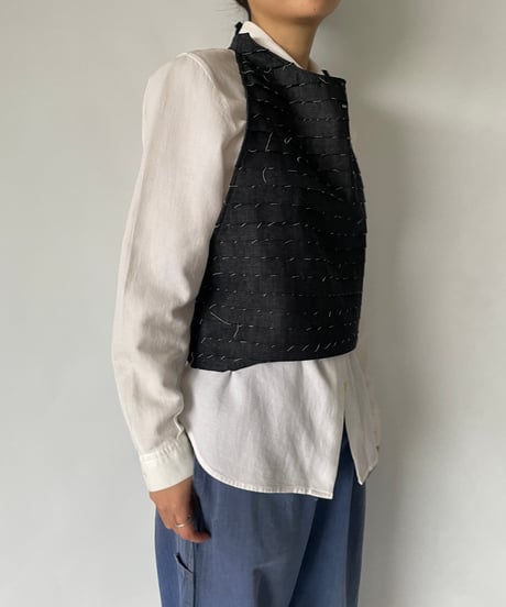 NAM HEAD APRON "FRINGE DENIM”