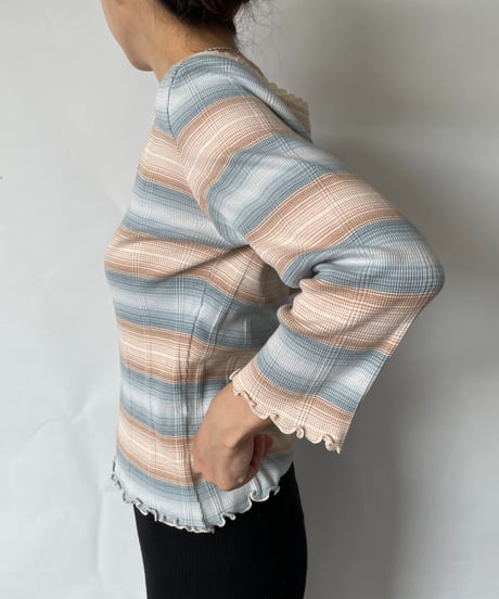 Henley neck ruffle tops