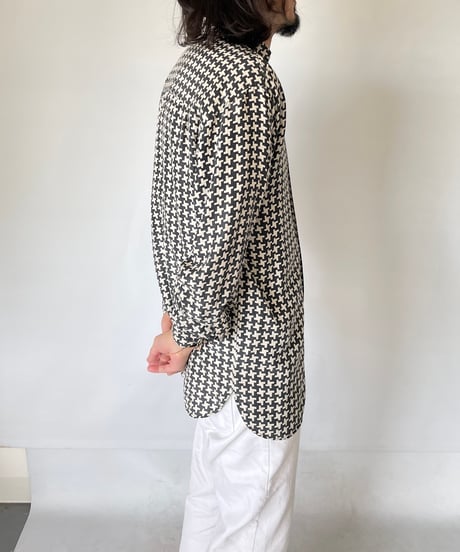 90s Houndstooth silk shirt