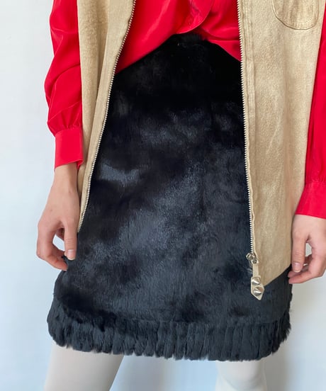 Europe vintage fur trapeze skirt
