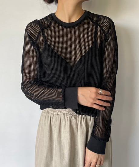 mesh L/S crew tops