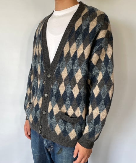 80s Argyle check Cardigan