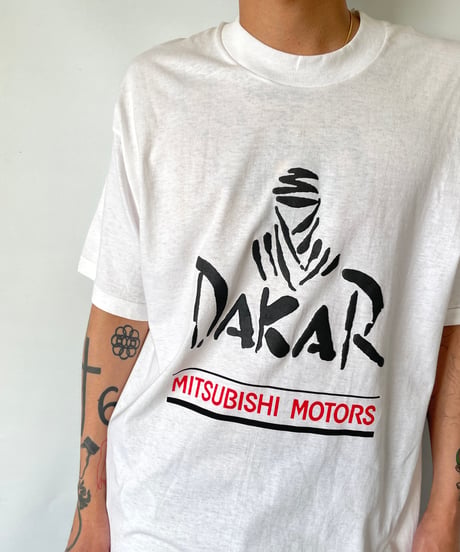 DEAD STOCK 90s "DAKAR MITSUBISHI MOTORS" s/s tee L