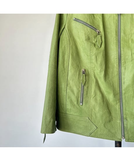 70s~80s Light Green Leather Jacket
