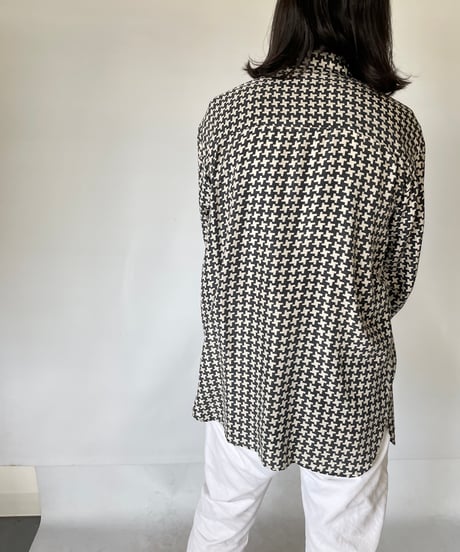 90s Houndstooth silk shirt
