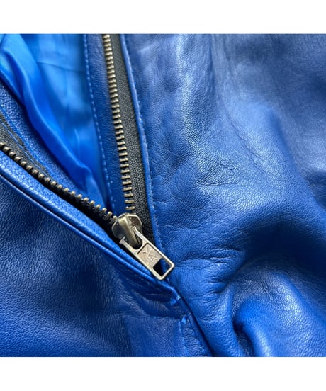 Europe Vintage Blue Leather Pants