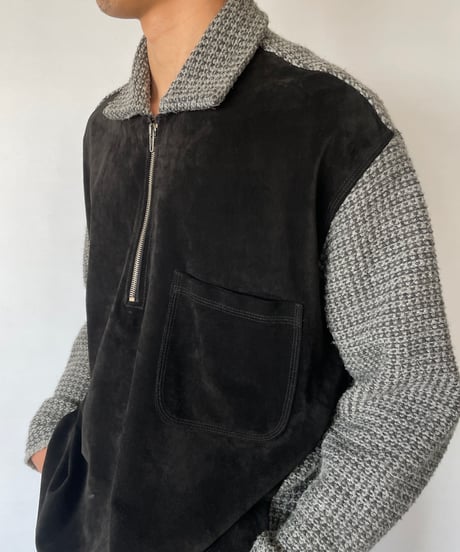 90s Suede×Wool Knit Pullover