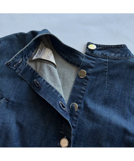 MADE IN ITALY "back button denim tops"