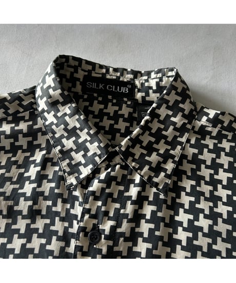 90s Houndstooth silk shirt