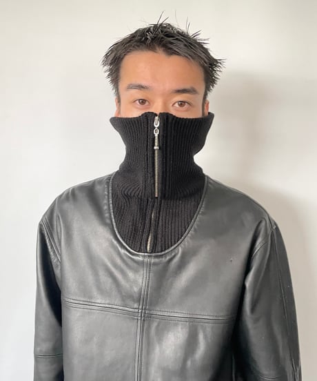 Europe Black Leather Pullover