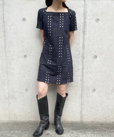 cut work lace mini dress