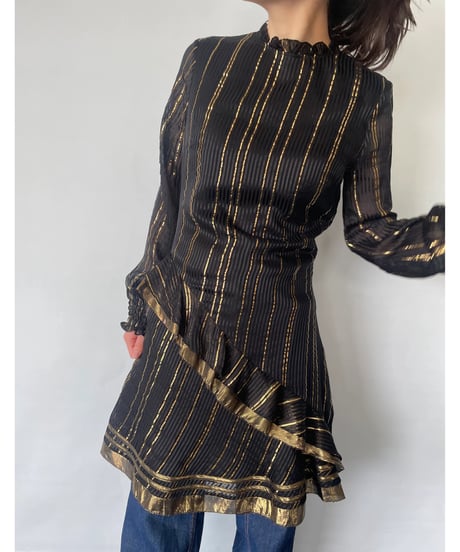 Frill Golden Stripe Dress