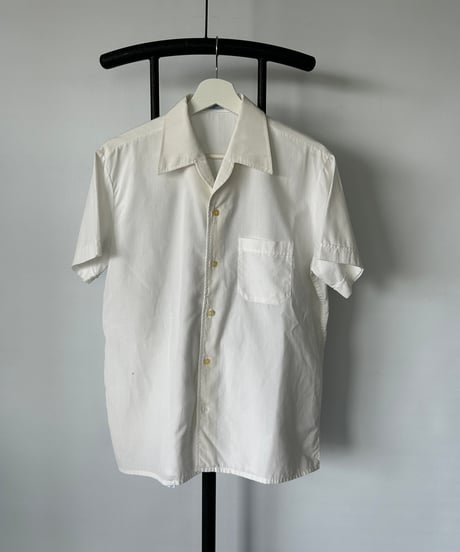 70s white open collar s/s shirt