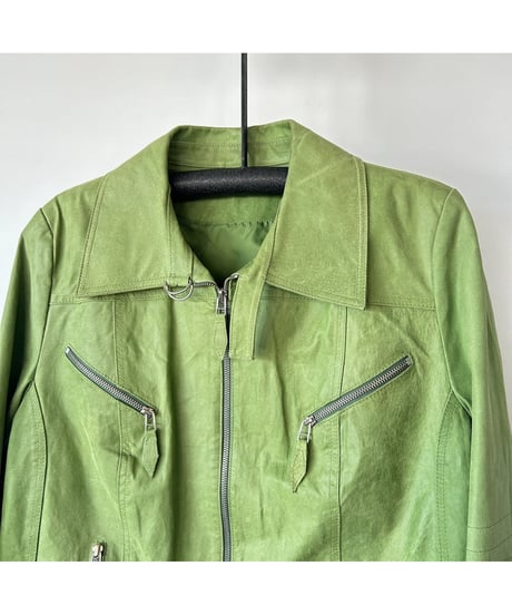 70s~80s Light Green Leather Jacket