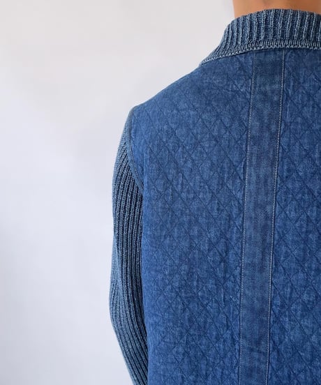 80-90s made in denmark denim knit jacket L