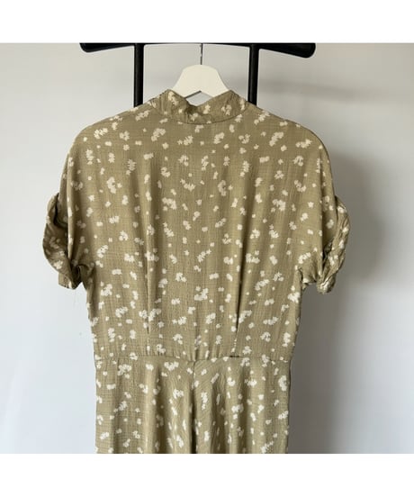 60s~70s europe vintage Stand collar dress