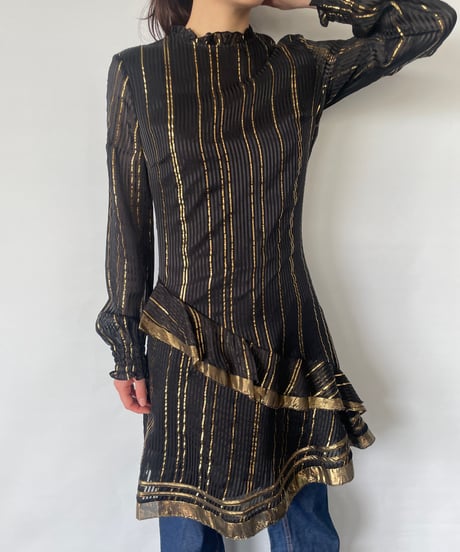 Frill Golden Stripe Dress