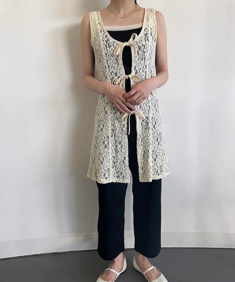 flower lace see-through Vest