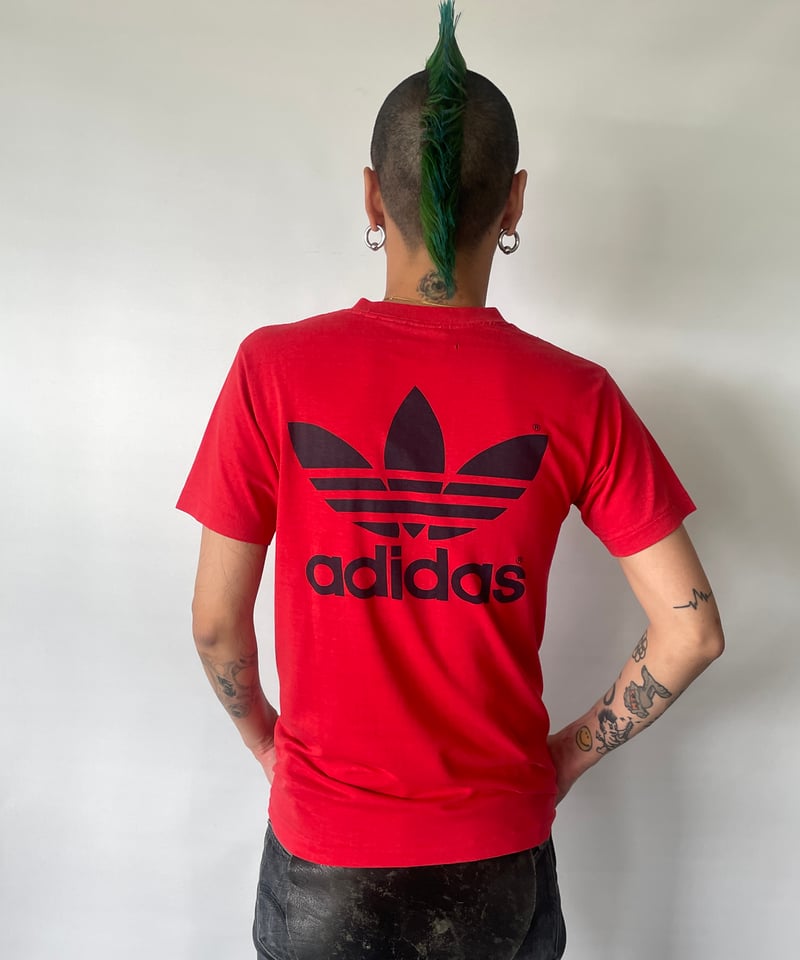 80s adidas trefoil logo s/s tee M(38-40) MADE I
