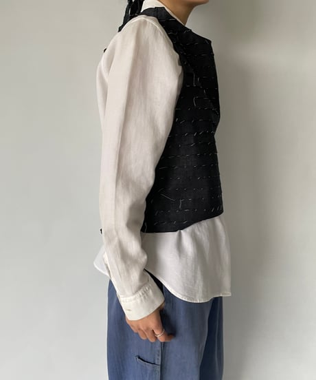 NAM HEAD APRON "FRINGE DENIM”