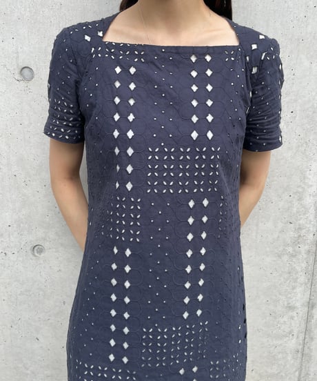 cut work lace mini dress